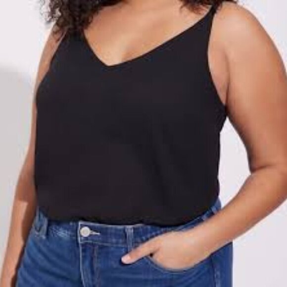 Torrid Georgette V-Neck Cami Black Size 1X - Picture 1 of 9